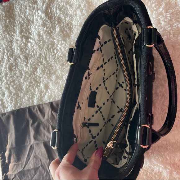 Kate Spade black wool and leather handbag - Picture 2 of 7